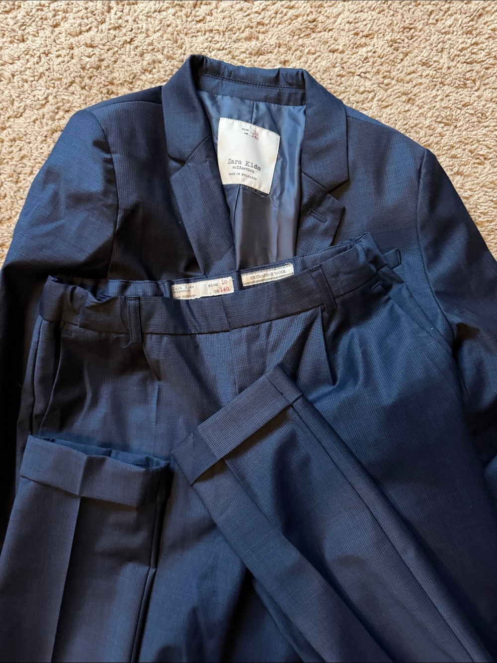 Zara Boys Dark Navy Two-Piece Suit Jacket and Trousers